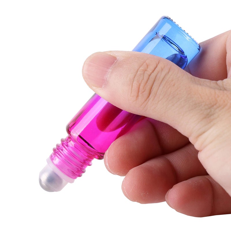 inice 24 10ml Essential Oils Roller Bottles Gradient Color Thick Glass Roll on Bottle Golden Metal Cap for Travel - Image 3